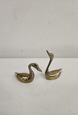 Vintage Brass Swans - 2" & 1.5" - Set of 2