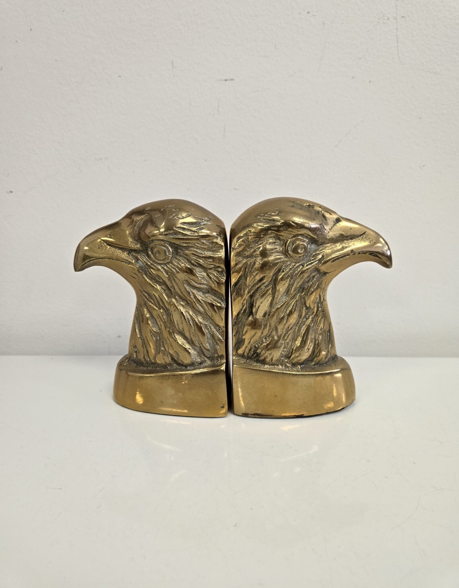 Vintage Brass Eagle Head Bookends