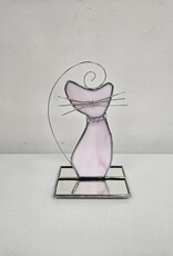 Stained Glass Cat on Stand - beaded collar