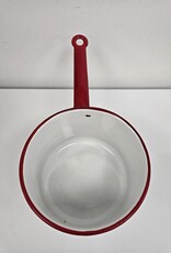 Vintage White Saucepan - red trim