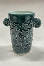 Pottery By Jackie Pottery By Jackie - Vase (slip decoration, coil handles, rainforest)