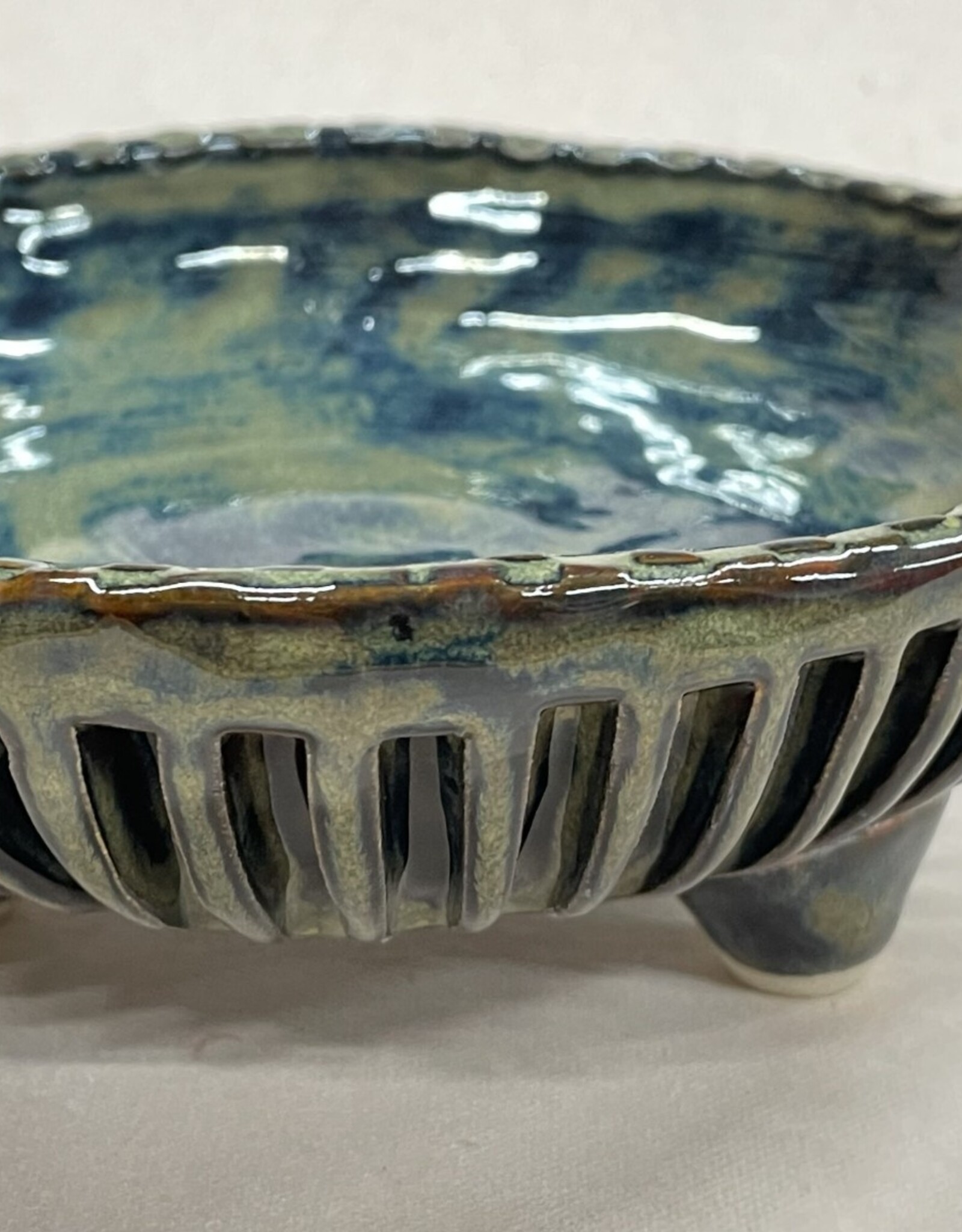 Pottery By Jackie Pottery By Jackie - Pinch Bowl (carved, footed w/spoon)