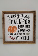 Fall Art Canvas w/wood trim - Every Year I Fall For