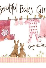 Alex Clark New Baby Card - Pink Washing Line