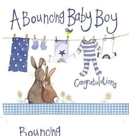 Alex Clark New Baby Card - Blue Washing Line