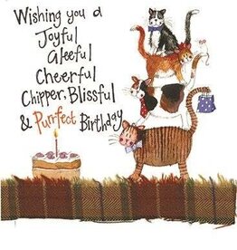 Alex Clark Birthday Card - Cat Stack