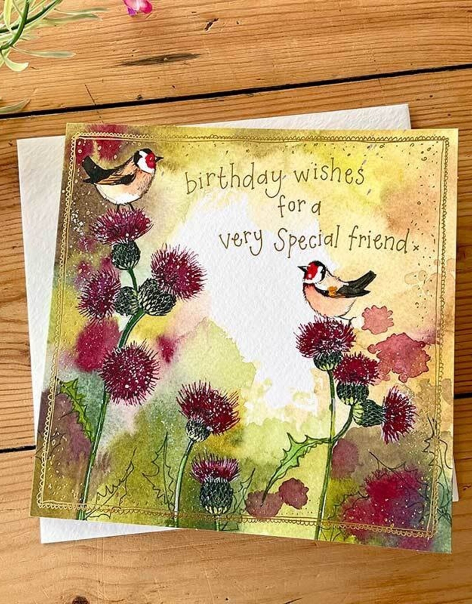 Alex Clark Friendship Card - Goldfinches &Thistle