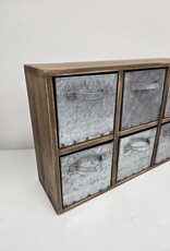 Wooden Box w/6 galvanized drawers