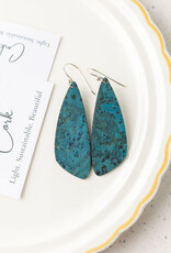 Small Wing Cork Earrings - Deep Teal