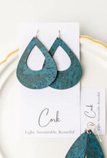 Small Teardrop Cork Earrings - Deep Teal