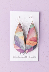 Small Wing Cork Earrings - Pink Herringbone