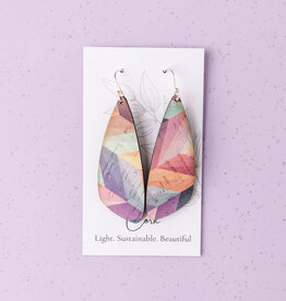 Small Wing Cork Earrings - Pink Herringbone