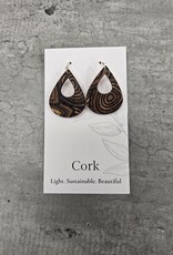 Small Teardrop Cork Earrings - Natural w/Wood Grain