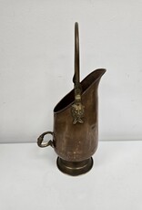 Vintage Copper & Brass Coal Scuttle Bucket w/lion heads - 12.5"
