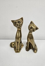 Vintage Pair of Brass Siamese Cats