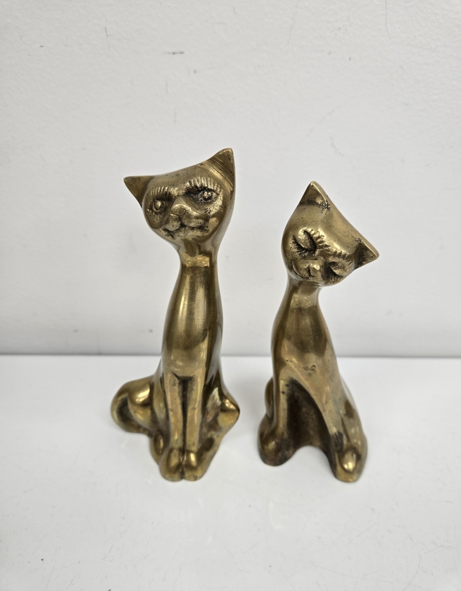 Vintage Pair of Brass Siamese Cats