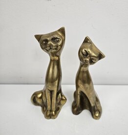 Vintage Pair of Brass Siamese Cats