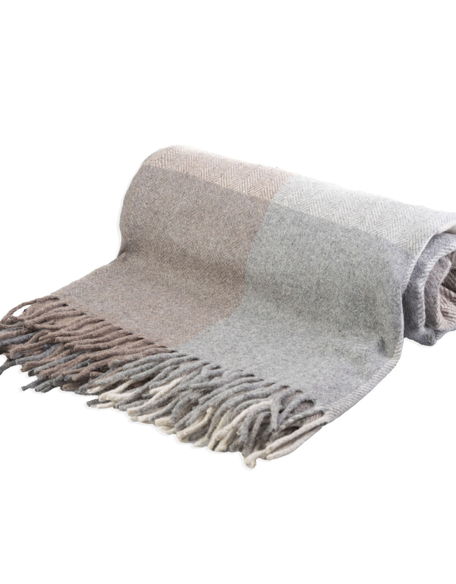British & Irish Imports Herringbone Check Wool Blanket
