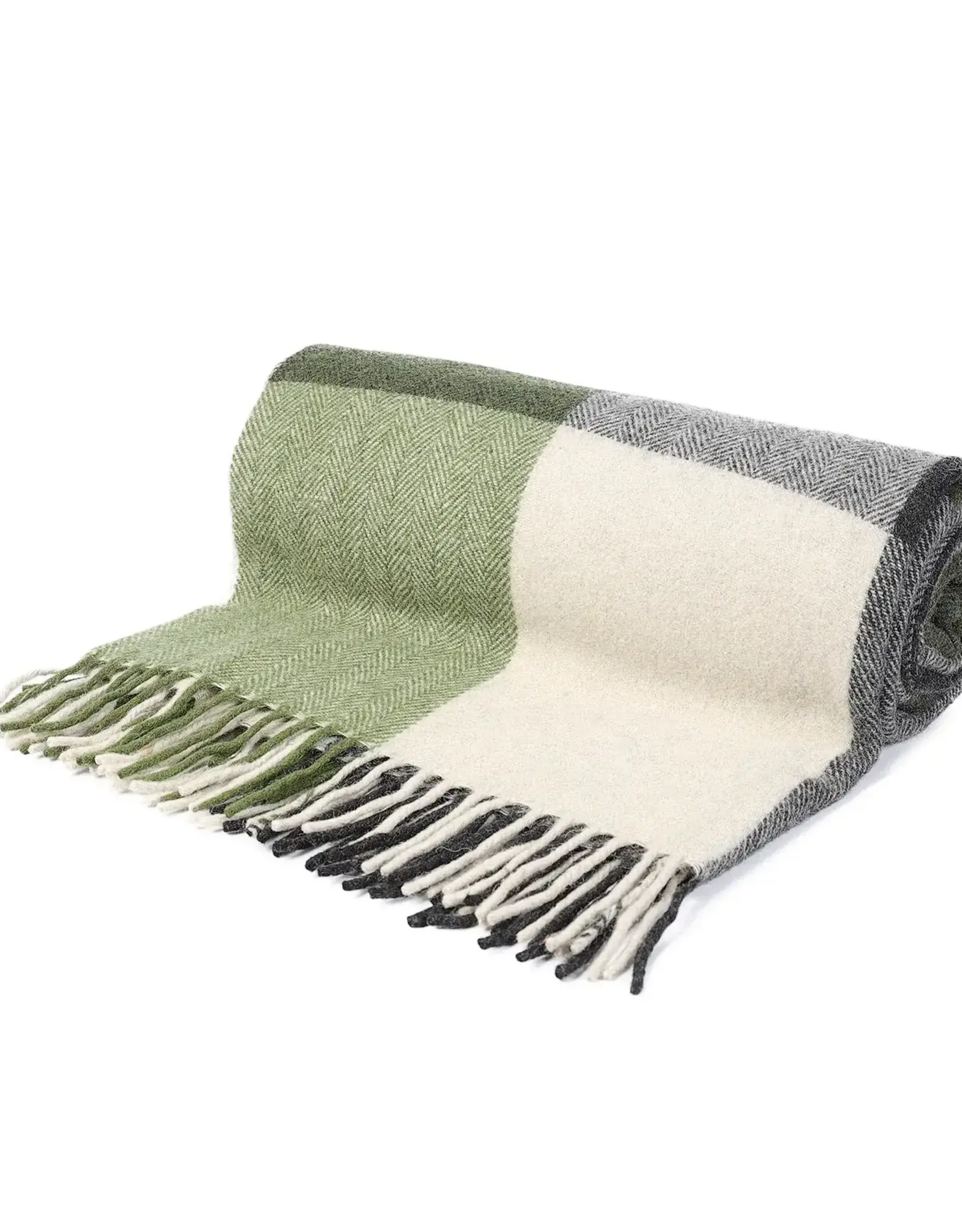 British & Irish Imports Herringbone Check Wool Blanket