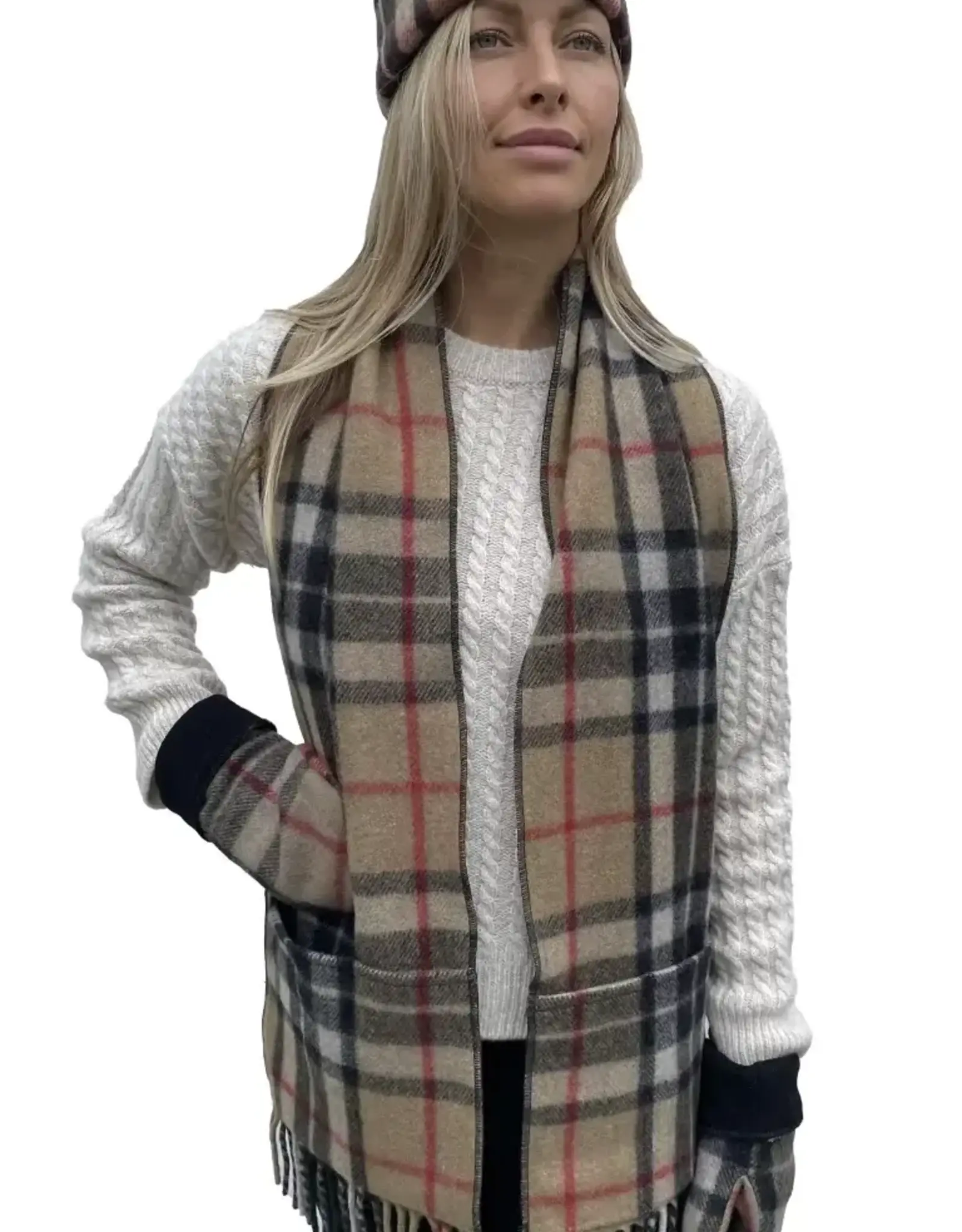 British & Irish Imports Luxe-Lined Wool 4 Pocket Scarf