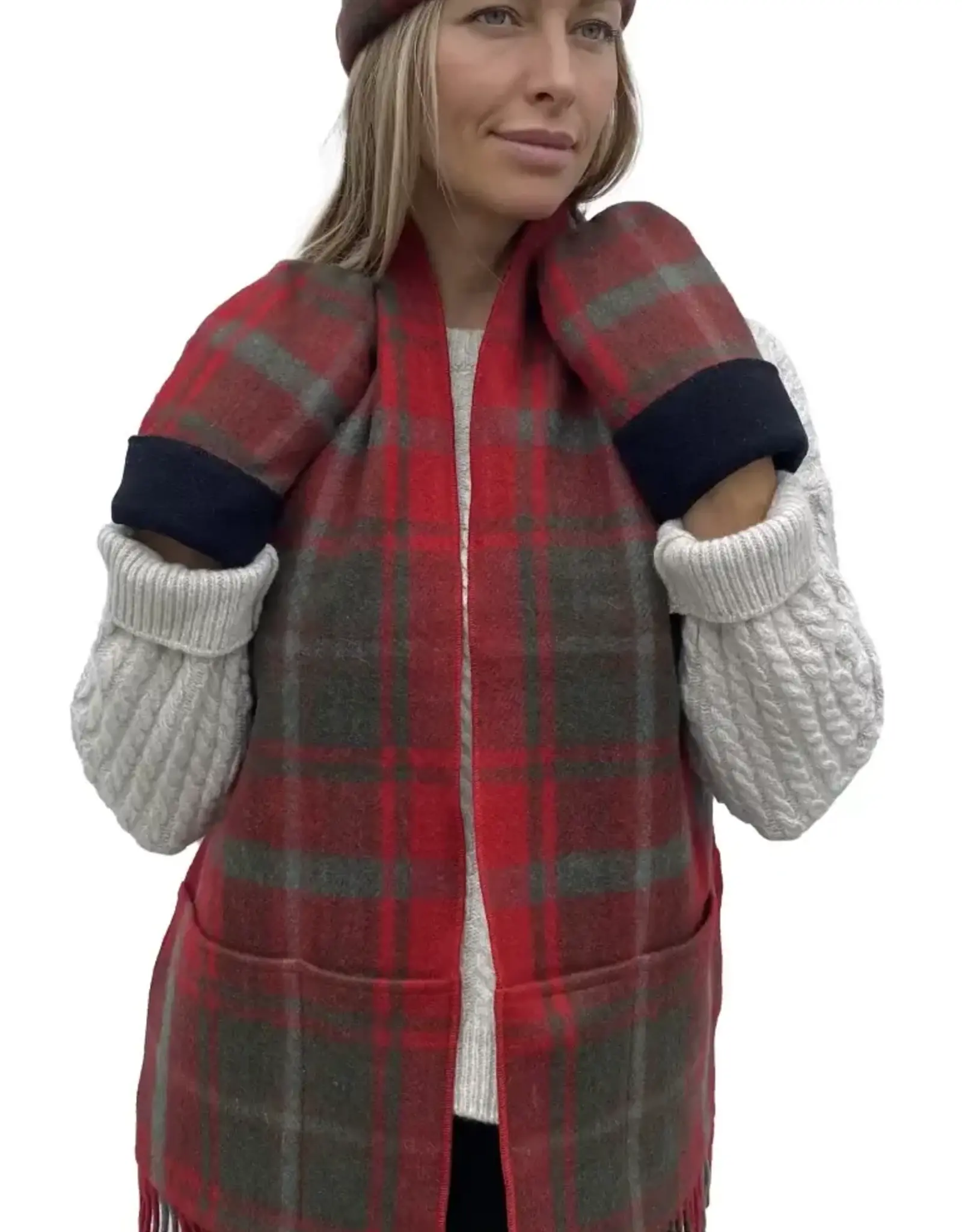 British & Irish Imports Luxe-Lined Wool 4 Pocket Scarf