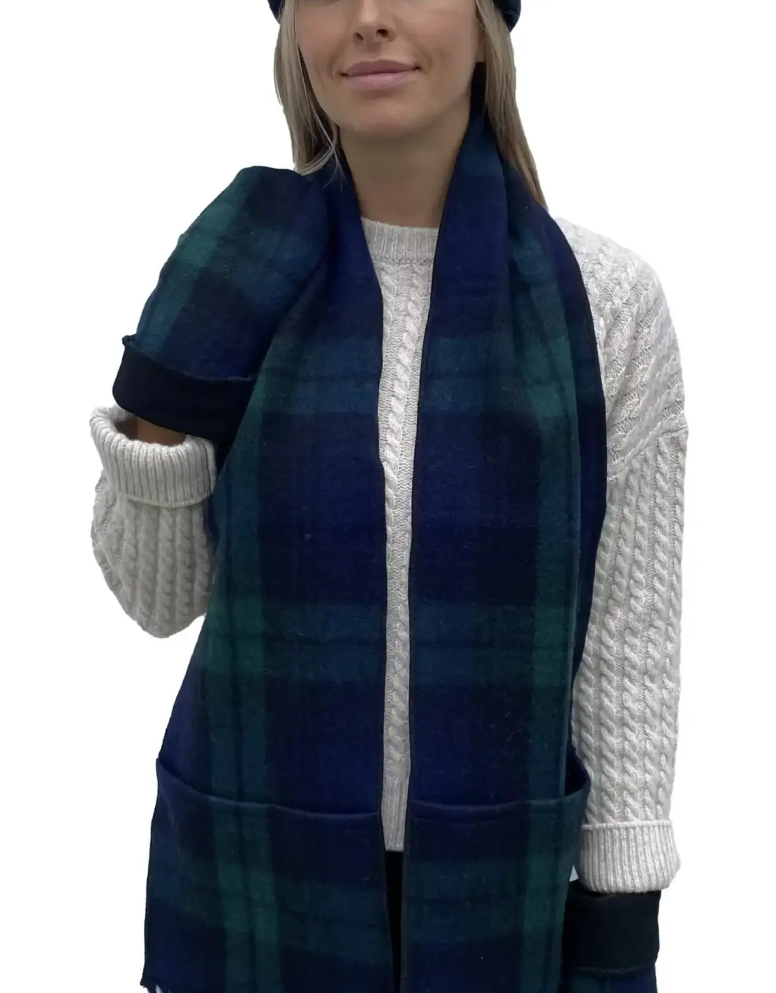 British & Irish Imports Luxe-Lined Wool 4 Pocket Scarf