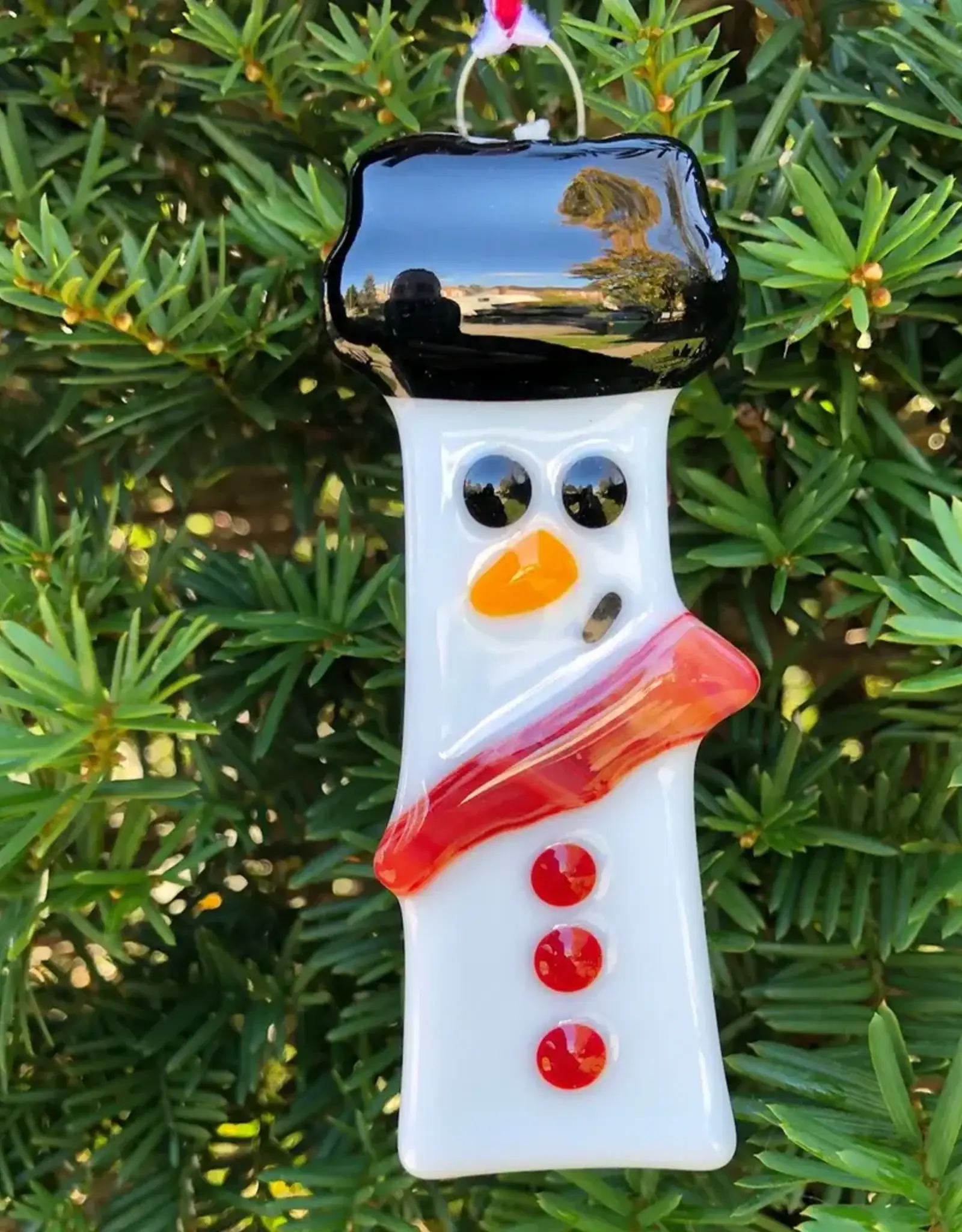 Ornament - White Snowman w/Red Scarf