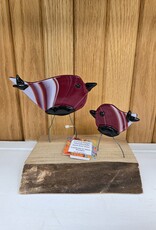 Double Birds on Wood - Red/Black