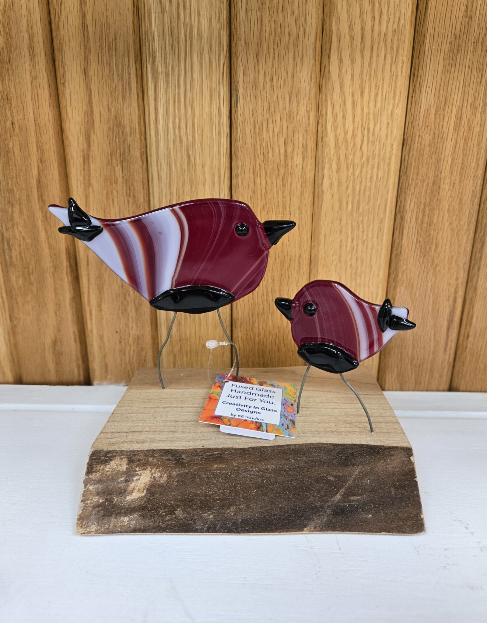 Double Birds on Wood - Red/Black