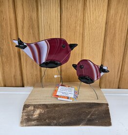 Double Birds on Wood - Red/Black