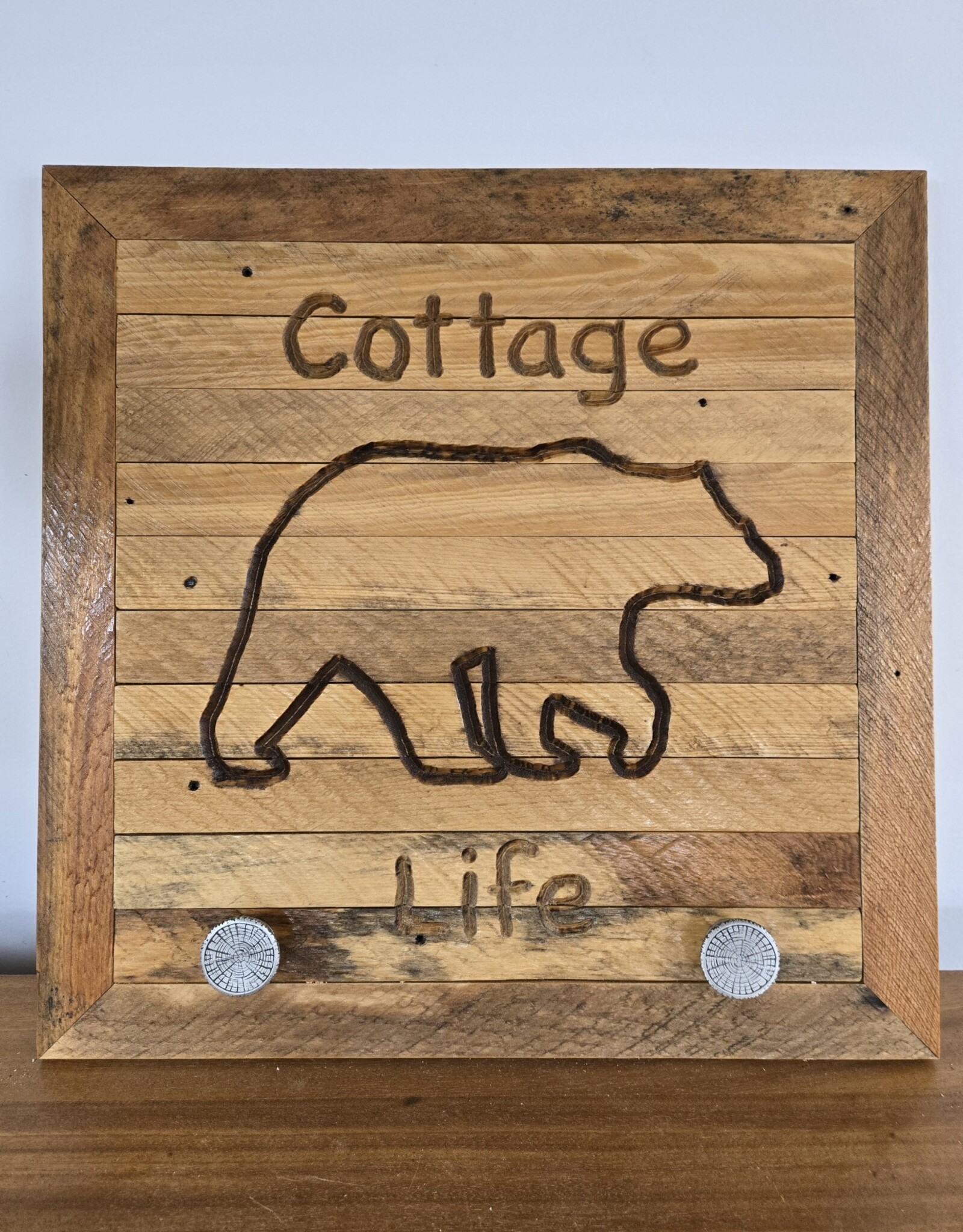 Reclaimed Wood Wall Art - Cottage Life Bear