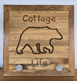 Reclaimed Wood Wall Art - Cottage Life Bear