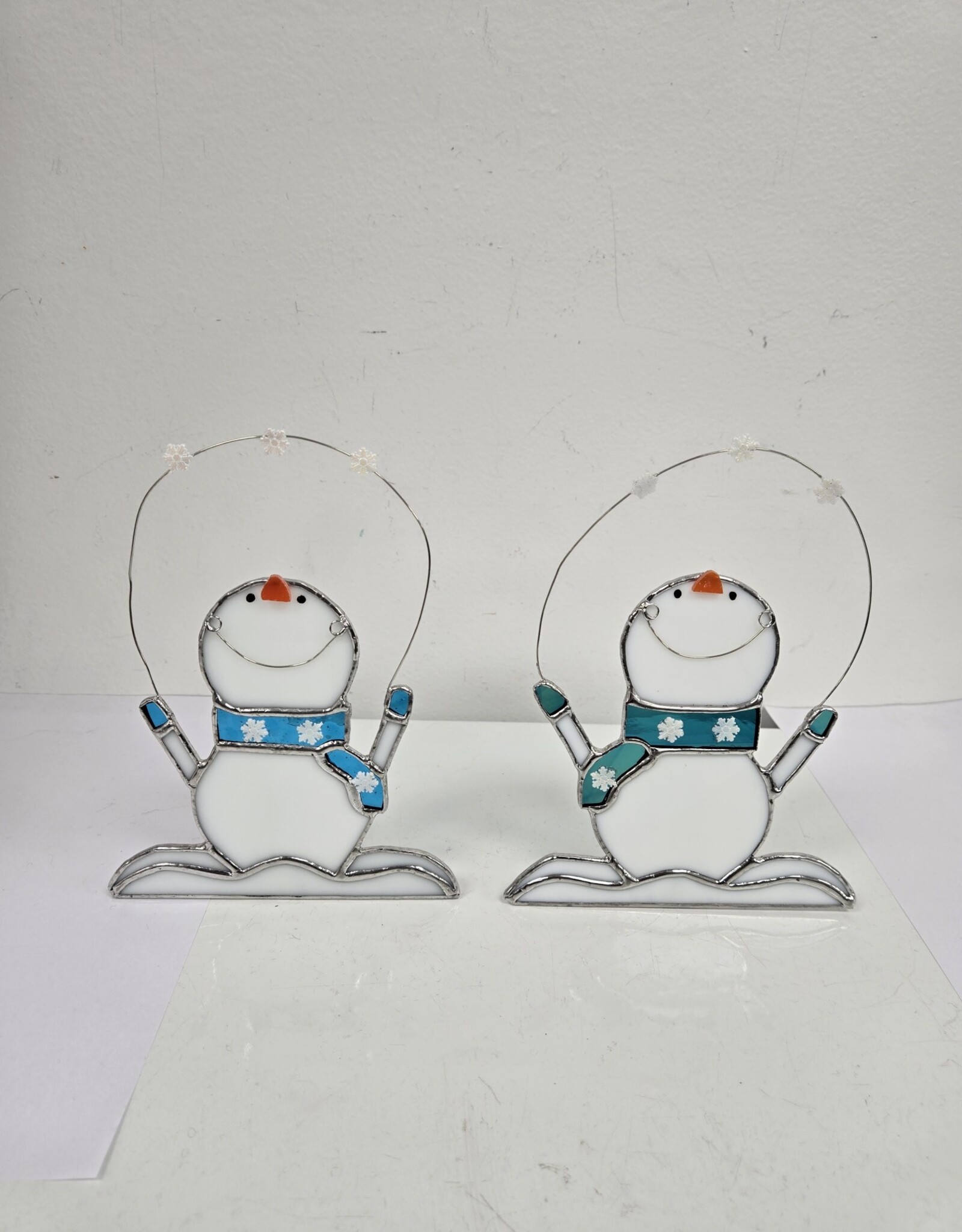 Stained Glass Happy Snowman