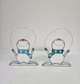 Stained Glass Happy Snowman