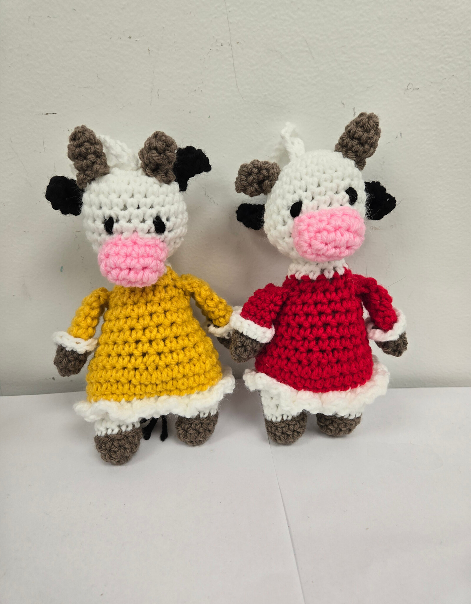 Crocheted XSmall Cow in Dress
