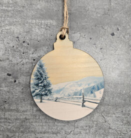 Wood Ornament OR-14 Snowy Scene