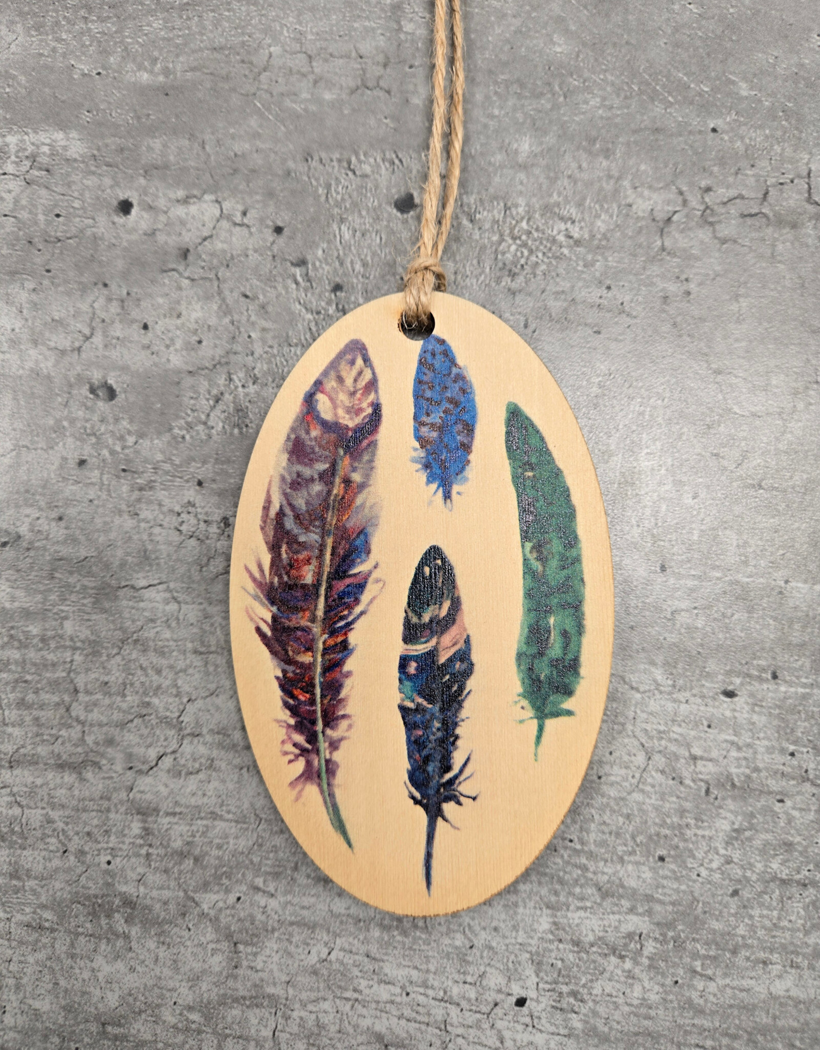 Wood Ornament #c101 - Feathers