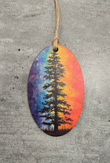 Wood Ornament #c1242 - Oval Tree Multi-Colour