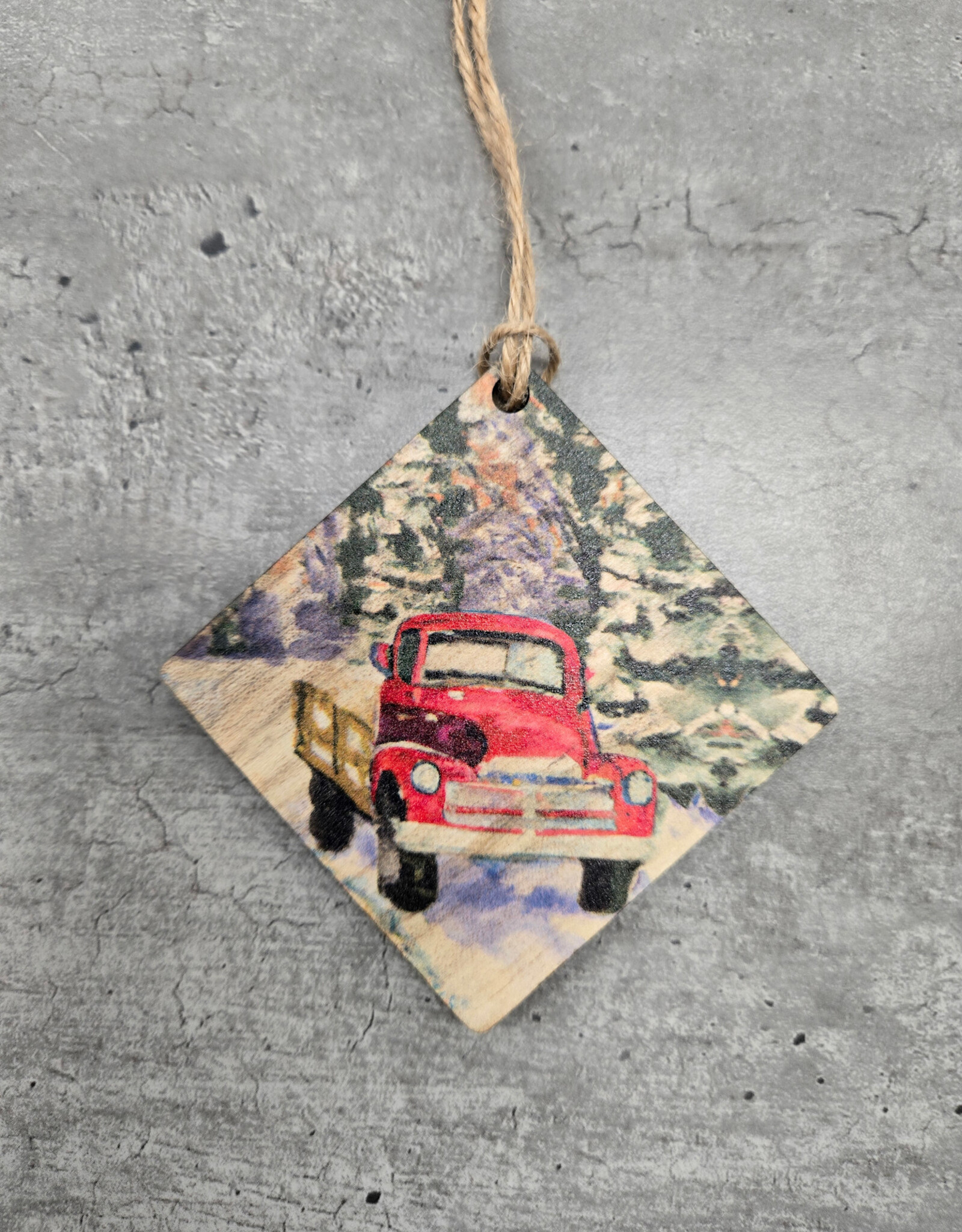 Wood Ornament OR-4 Red Truck