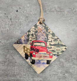 Wood Ornament OR-4 Red Truck