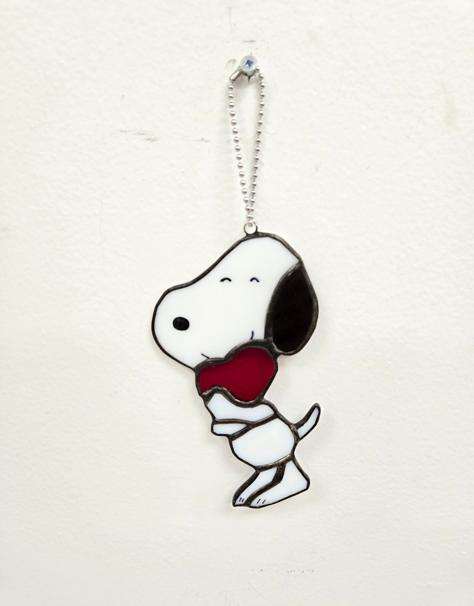 Stained Glass Snoopy w/Heart