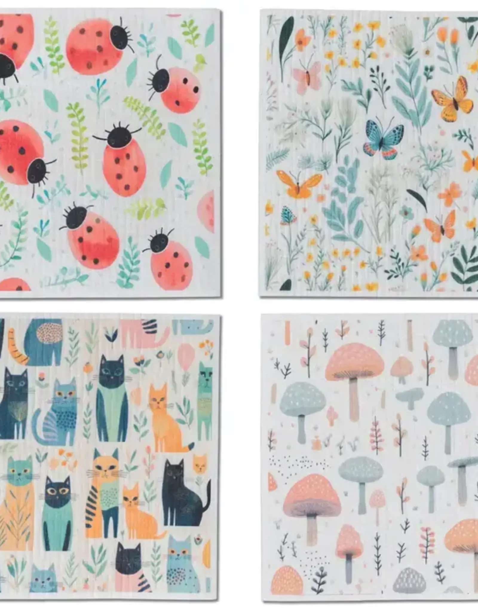 4 Pk Sponge Cloths - In The Garden