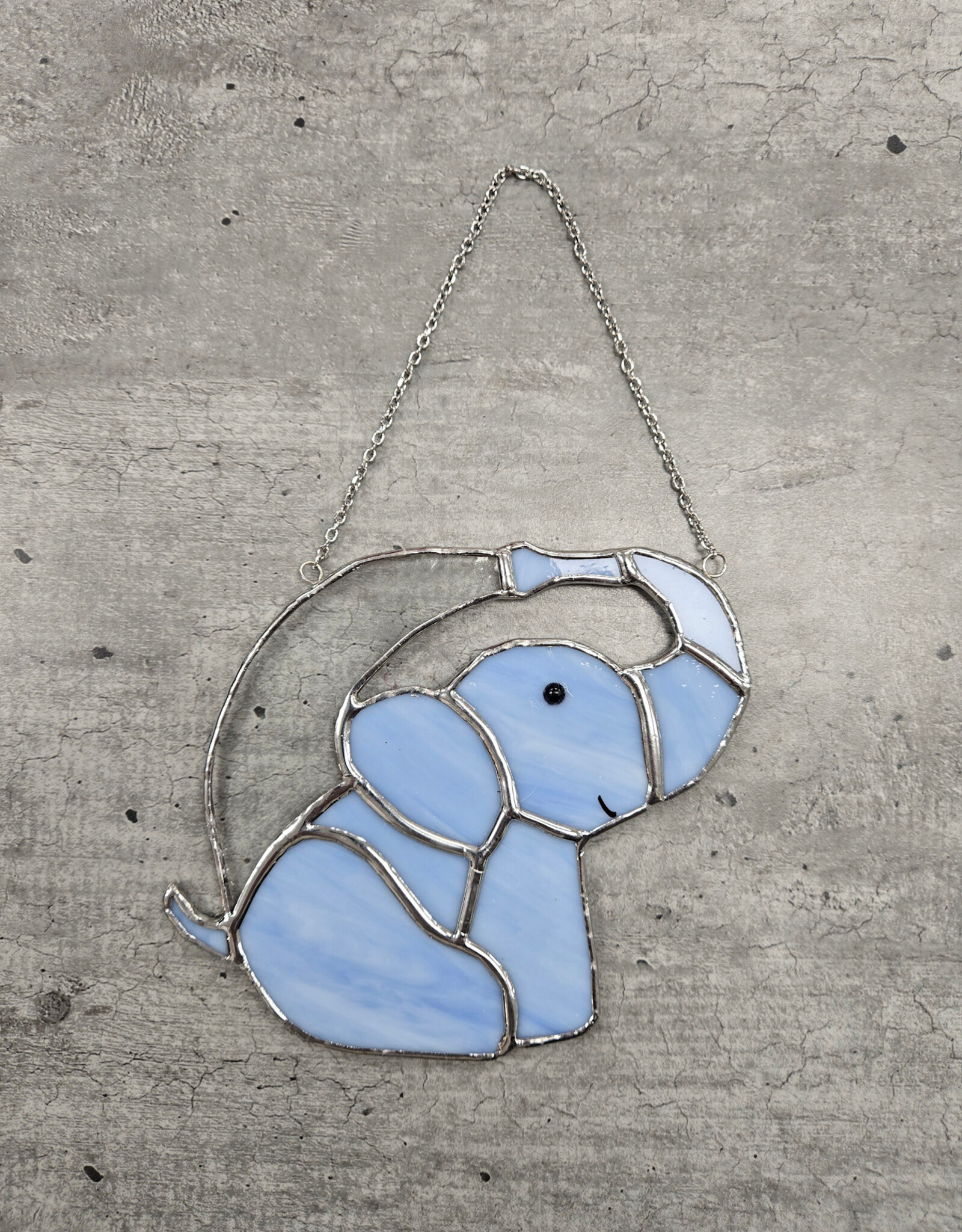 Stained Glass Elephant - blue