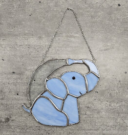 Stained Glass Elephant - blue