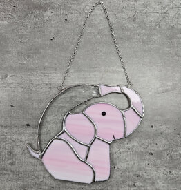 Stained Glass Elephant - pink