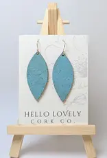 Small Leaf Cork Earrings - Bright Teal