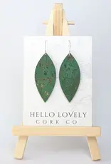 Small Leaf Cork Earrings - Grass Green