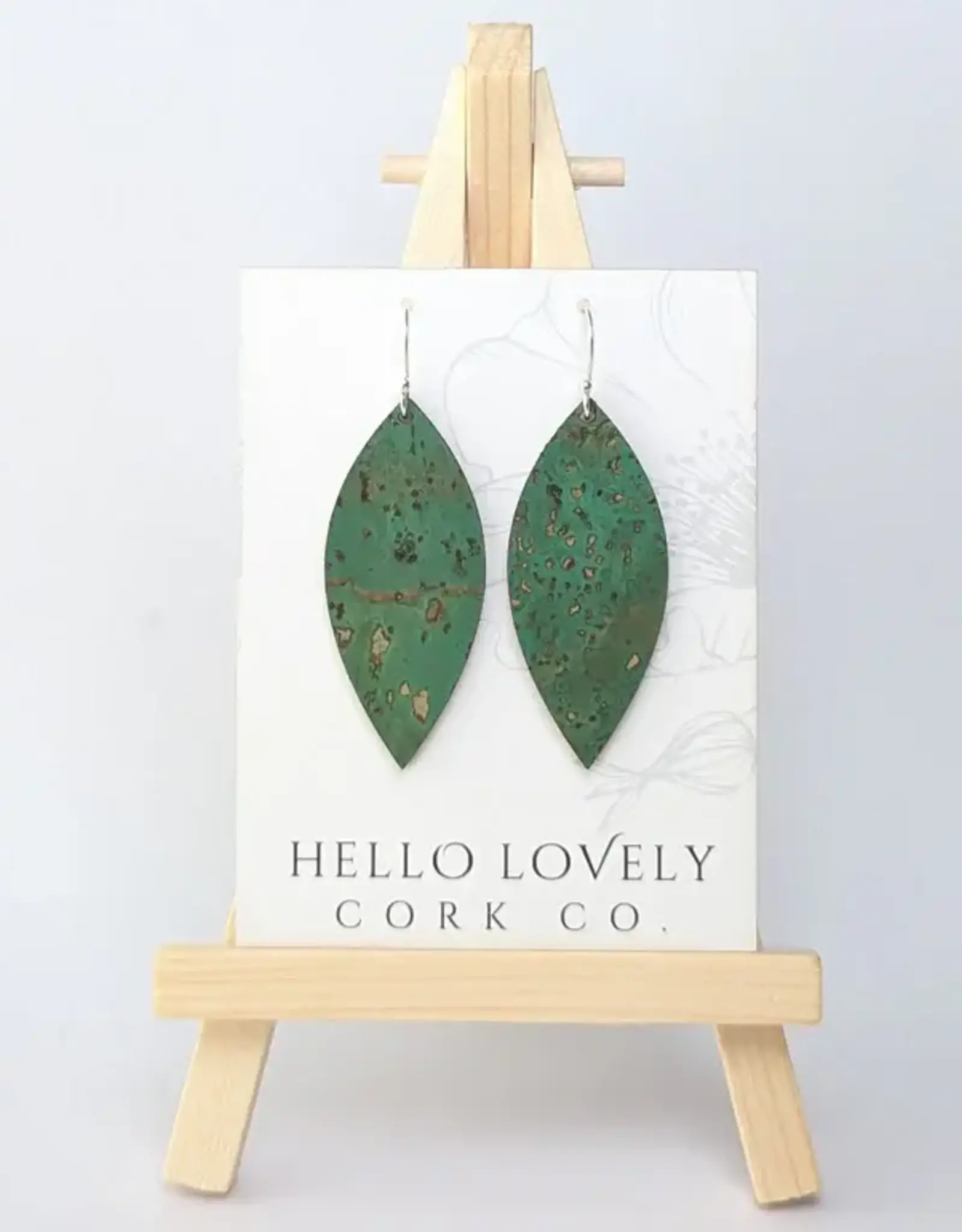 Small Leaf Cork Earrings - Grass Green