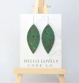 Small Leaf Cork Earrings - Grass Green