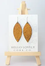 Small Leaf Cork Earrings - Ochre Yellow